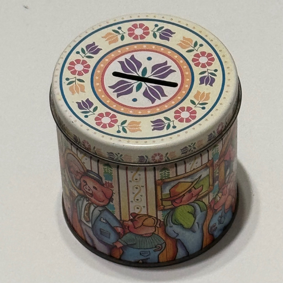 Vintage Tin Metal Piggy Bank - Picture 2 of 5